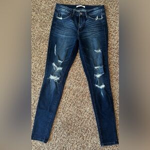 KanCan Dark Blue Distressed Women Jeans